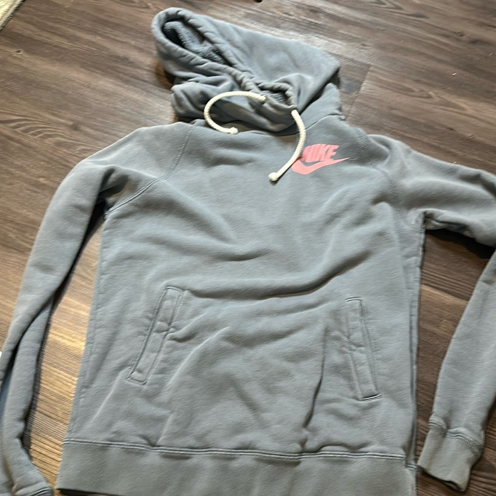 Grey funnel neck Nike hoodie